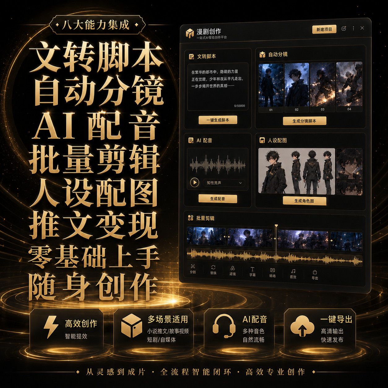 -1 云豆AI漫剧创作工具小说写作AI生图三合一自动分镜配音副业软件