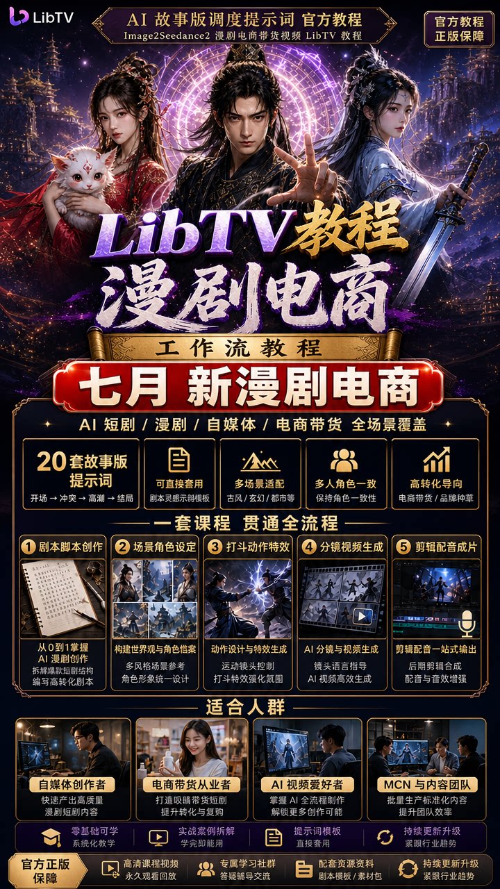 LibTV新手0基础教程image2提示词LibTV工作流教程漫剧电商全流程-1 LibTV新手0基础教程image2提示词LibTV工作流教程漫剧电商全流程