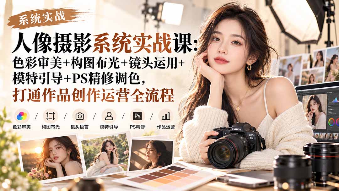 (20623期)【无水印】人像摄影系统实战课:色彩审美+构图布光+镜头运用+模特引导+PS精修调色,打通作品创作运营全流程-1 (20623期)【无水印】人像摄影系统实战课:色彩审美+构图布光+镜头运用+模特引导+PS精修调色,打通作品创作运营全流程