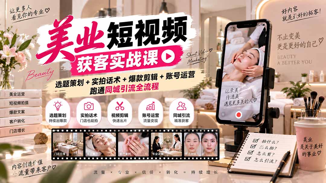 (20586期)美业短视频获客实战课-无水印:选题策划+实拍话术+爆款剪辑+账号运营,跑通同城引流全流程-1 (20586期)美业短视频获客实战课-无水印:选题策划+实拍话术+爆款剪辑+账号运营,跑通同城引流全流程