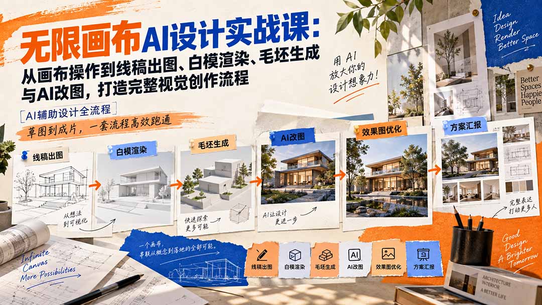 (20613期)【无水印】无限画布AI设计实战课-更新:从画布操作到线稿出图、白模渲染、毛坯生成与AI改图,打造完整视觉创作流程-1 (20613期)【无水印】无限画布AI设计实战课-更新:从画布操作到线稿出图、白模渲染、毛坯生成与AI改图,打造完整视觉创作流程