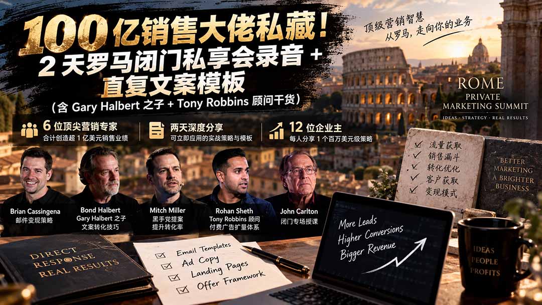 (20593期)100亿销售大佬私藏-无水印!2天罗马闭门私享会录音+直复文案模板【原创双语字幕】-1 (20593期)100亿销售大佬私藏-无水印!2天罗马闭门私享会录音+直复文案模板【原创双语字幕】