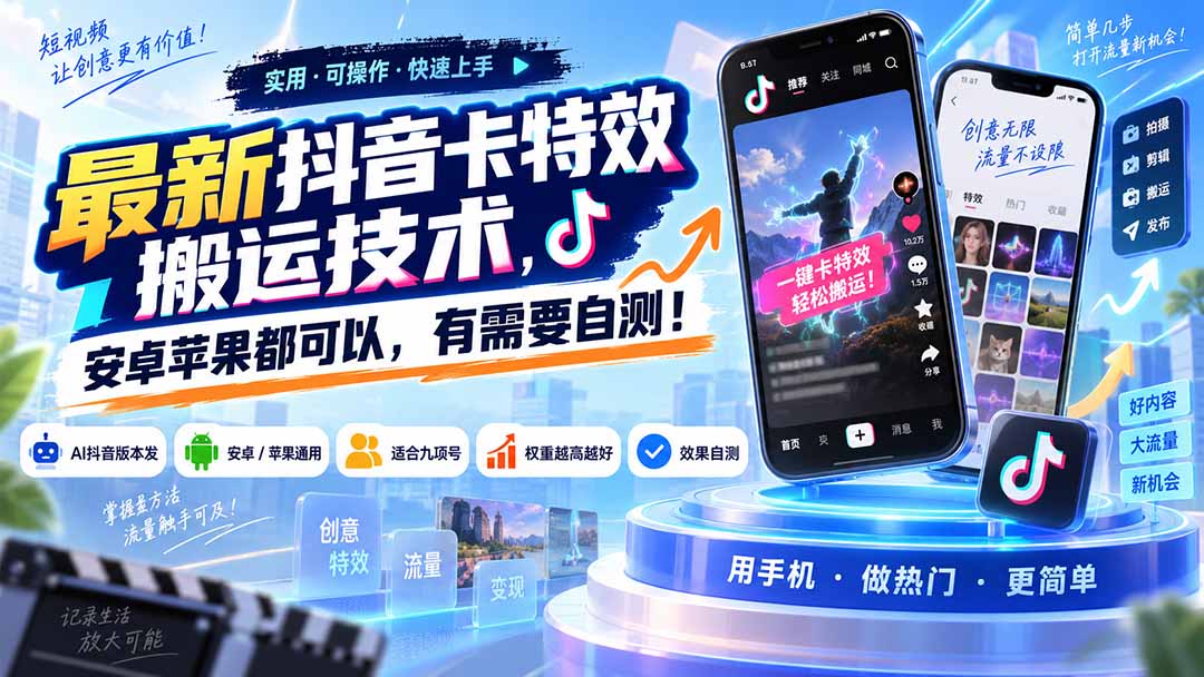(20606期)最新抖音卡特效搬运技术,安卓苹果都可以,有需要自测!-1 (20606期)最新抖音卡特效搬运技术,安卓苹果都可以,有需要自测!