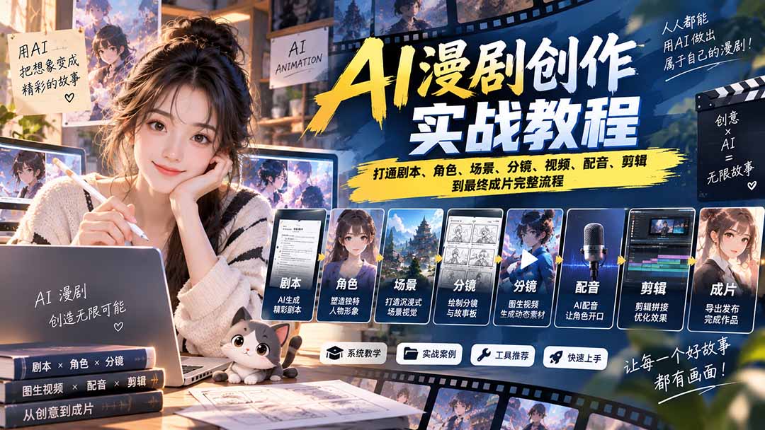 (20597期)2026 AI漫剧创作实战教程:打通剧本、角色、场景、分镜、视频、配音、剪辑到最终成片完整流程-1 (20597期)2026 AI漫剧创作实战教程:打通剧本、角色、场景、分镜、视频、配音、剪辑到最终成片完整流程