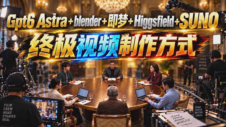 (20588期)GPT-6 Astra+Blender+即梦+Higgsfield+Suno=终极视频制作方式(无水印)-1 (20588期)GPT-6 Astra+Blender+即梦+Higgsfield+Suno=终极视频制作方式(无水印)