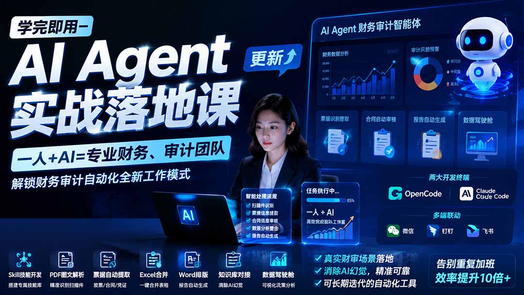 (20625期)【无水印】学完 即用-AI Agent实操落地课-更新0924:一人 + AI=专业财务、审计团队,解锁财务审计自动化全新工作模式-1 (20625期)【无水印】学完 即用-AI Agent实操落地课-更新0924:一人 + AI=专业财务、审计团队,解锁财务审计自动化全新工作模式