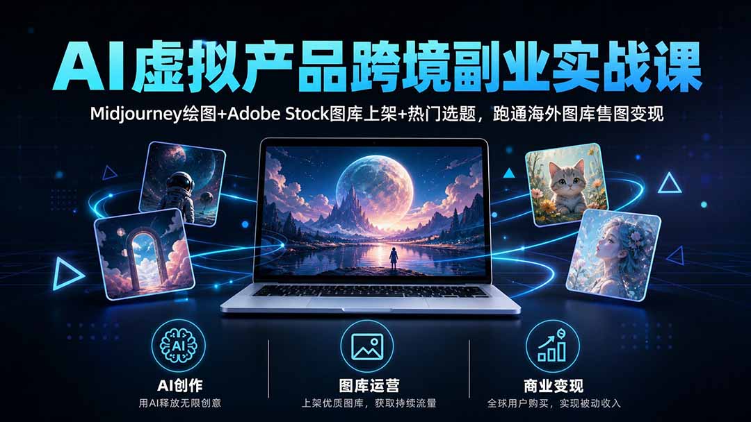 (20514期)AI虚拟产品跨境副业实战课|Midjourney绘图+Adobe Stock图库上架+热门选题,跑通海外图库售图变现-1 (20514期)AI虚拟产品跨境副业实战课|Midjourney绘图+Adobe Stock图库上架+热门选题,跑通海外图库售图变现