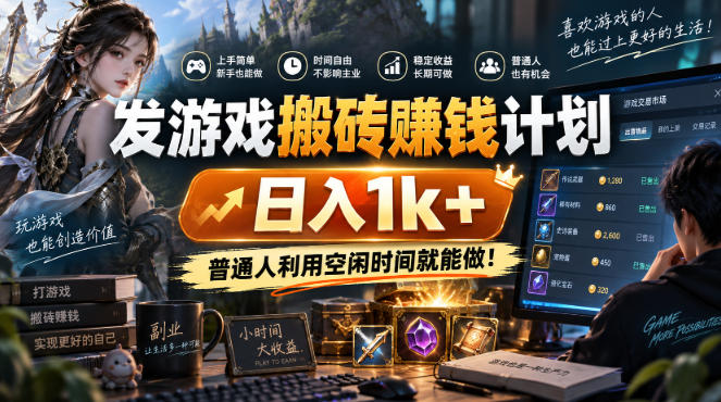 (20498期)游戏搬砖賺钱计划 ,日入千元,可批量矩阵操作适合新手小白!-1 (20498期)游戏搬砖賺钱计划 ,日入千元,可批量矩阵操作适合新手小白!