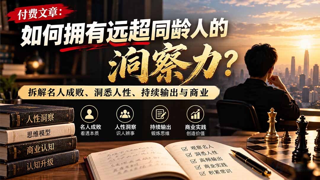 （21025期）付费文章：如何拥有远超同龄人的洞察力？拆解名人成败、洞悉人性、持续输出与商业实践缩略图百创网-源码交易平台_网站源码_商城源码_小程序源码