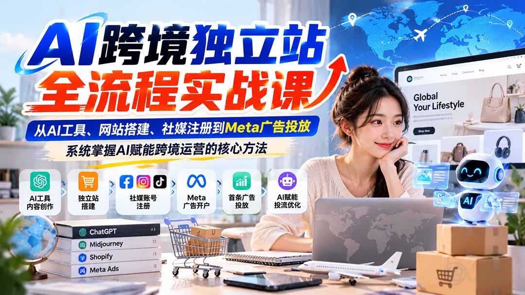 （21056期）AI跨境独立站全流程实战课：从AI工具、网站搭建、社媒注册到Meta广告投放，系统掌握AI赋能跨境运营的核心方法缩略图百创网-源码交易平台_网站源码_商城源码_小程序源码