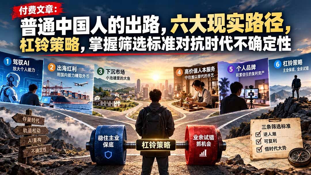 （21058期）付费文章：普通中国人的出路，六大现实路径，杠铃策略，掌握筛选标准对抗时代不确定性缩略图百创网-源码交易平台_网站源码_商城源码_小程序源码