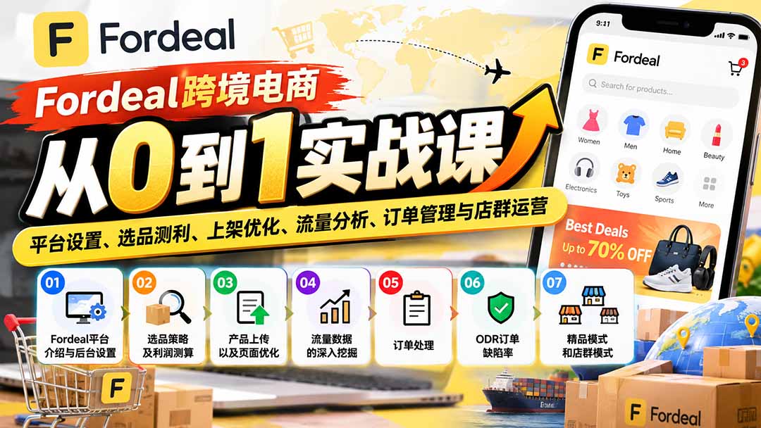(20914期)Fordeal跨境电商从0到1实战课:平台设置、选品测利、上架优化、流量分析、订单管理与店群运营插图百创网-源码交易平台_网站源码_商城源码_小程序源码 (20914期)Fordeal跨境电商从0到1实战课:平台设置、选品测利、上架优化、流量分析、订单管理与店群运营