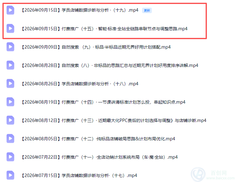 （20971期）2026淘宝电商终局之战VIP课-更新1015：自然搜索+直通车+无界+精准人群，系统掌握测款动销与全店推广布局方法缩略图百创网-源码交易平台_网站源码_商城源码_小程序源码