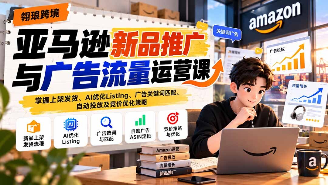 （21036期）亚马逊新品推广与广告流量运营课：掌握上架发货、AI优化Listing、广告关键词匹配、自动投放及竞价优化策略缩略图百创网-源码交易平台_网站源码_商城源码_小程序源码