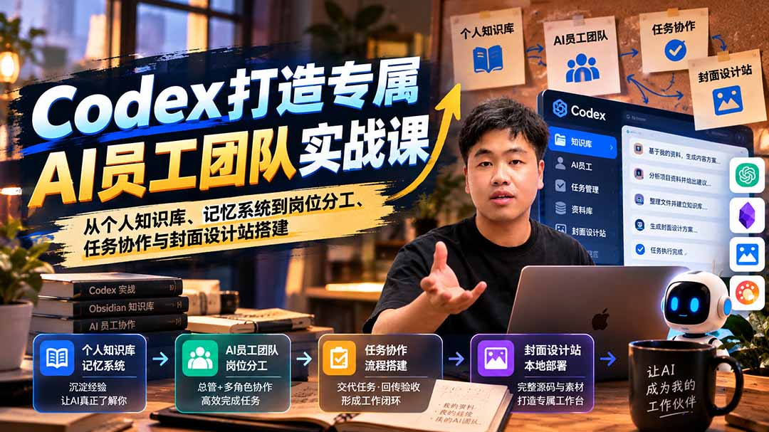 (20916期)【无水印】Codex打造专属AI员工团队实战课:从个人知识库、记忆系统到岗位分工、任务协作与封面设计站搭建插图百创网-源码交易平台_网站源码_商城源码_小程序源码 (20916期)【无水印】Codex打造专属AI员工团队实战课:从个人知识库、记忆系统到岗位分工、任务协作与封面设计站搭建
