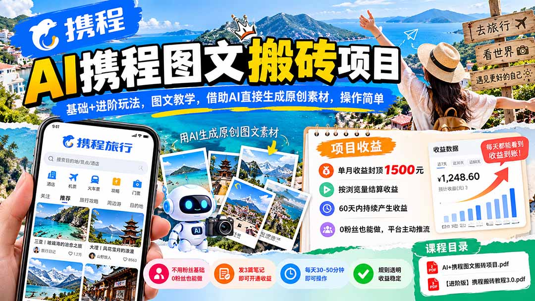 （21180期）AI携程图文搬砖项目，基础+进阶玩法，图文教学，借助AI直接生成原创素材，操作简单缩略图百创网-源码交易平台_网站源码_商城源码_小程序源码