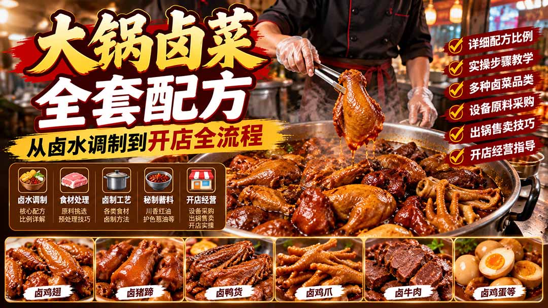 （21232期）大锅卤菜全套配方，从卤水调制到开店全流程，感觉学会了去摆摊也不错缩略图百创网-源码交易平台_网站源码_商城源码_小程序源码