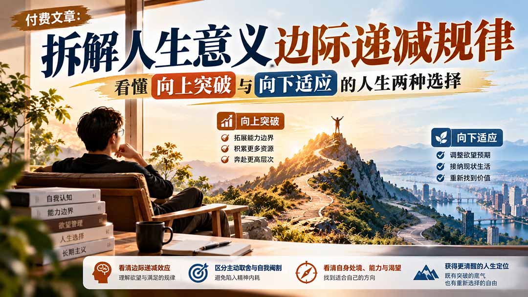 （21233期）付费文章：拆解人生意义边际递减规律，看懂向上突破与向下适应的人生两种选择缩略图百创网-源码交易平台_网站源码_商城源码_小程序源码