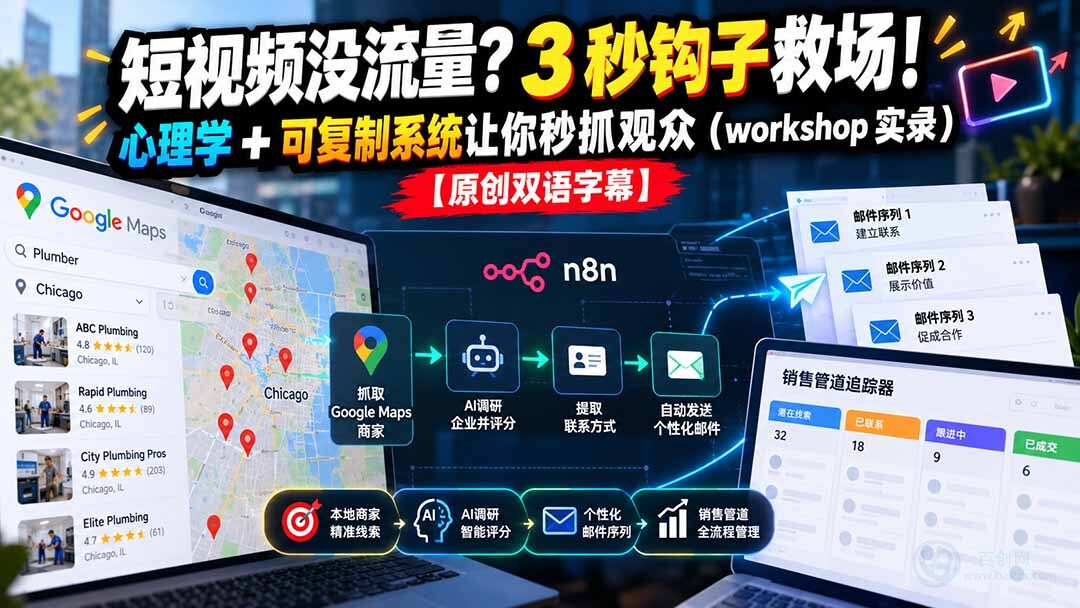 （21043期）短视频没流量？3 秒钩子救场！心理学 + 可复制系统让你秒抓观众（workshop 实录）【原创双语字幕】缩略图百创网-源码交易平台_网站源码_商城源码_小程序源码