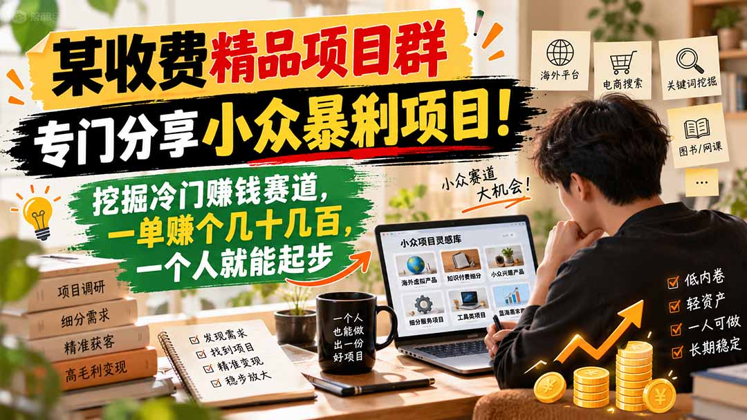 (21203期)某收费精品项目群-更新1028,专门分享小众暴俐项目!挖掘冷门赚钱赛道,一单赚个几十几百,一个人就能起步插图百创网-源码交易平台_网站源码_商城源码_小程序源码 (21203期)某收费精品项目群-更新1028,专门分享小众暴俐项目!挖掘冷门赚钱赛道,一单赚个几十几百,一个人就能起步