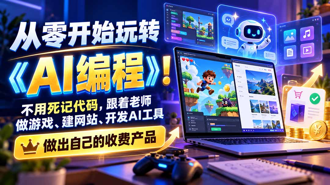 （21235期）从零开始玩转《AI编程》！不用死记代码，跟着老师做游戏、建网站、开发AI工具，最后完成自己的收费产品【更新1029】缩略图百创网-源码交易平台_网站源码_商城源码_小程序源码