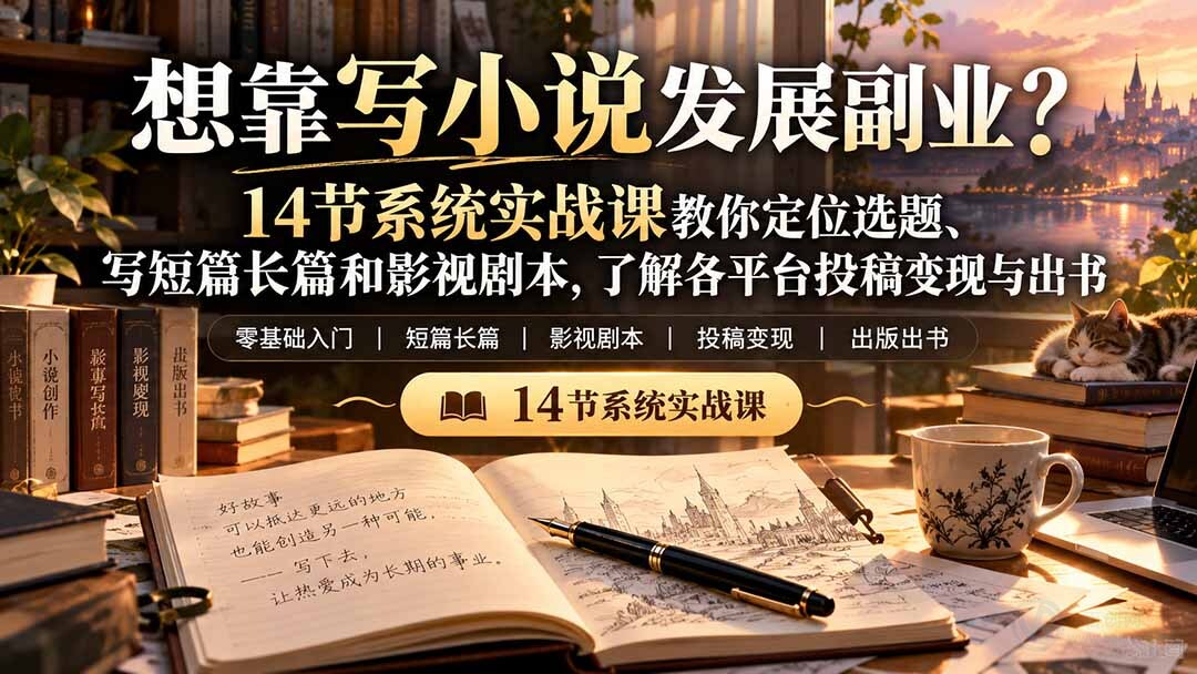 (21031期)【无水印】想靠写小说发展副业?14节系统实战课教你定位选题、写短篇长篇和影视剧本,了解各平台投稿变现与出书插图百创网-源码交易平台_网站源码_商城源码_小程序源码 (21031期)【无水印】想靠写小说发展副业?14节系统实战课教你定位选题、写短篇长篇和影视剧本,了解各平台投稿变现与出书