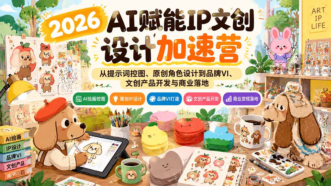 （21151期）2026AI赋能IP文创设计加速营：从提示词控图、原创角色设计到品牌VI、文创产品开发与商业落地缩略图百创网-源码交易平台_网站源码_商城源码_小程序源码