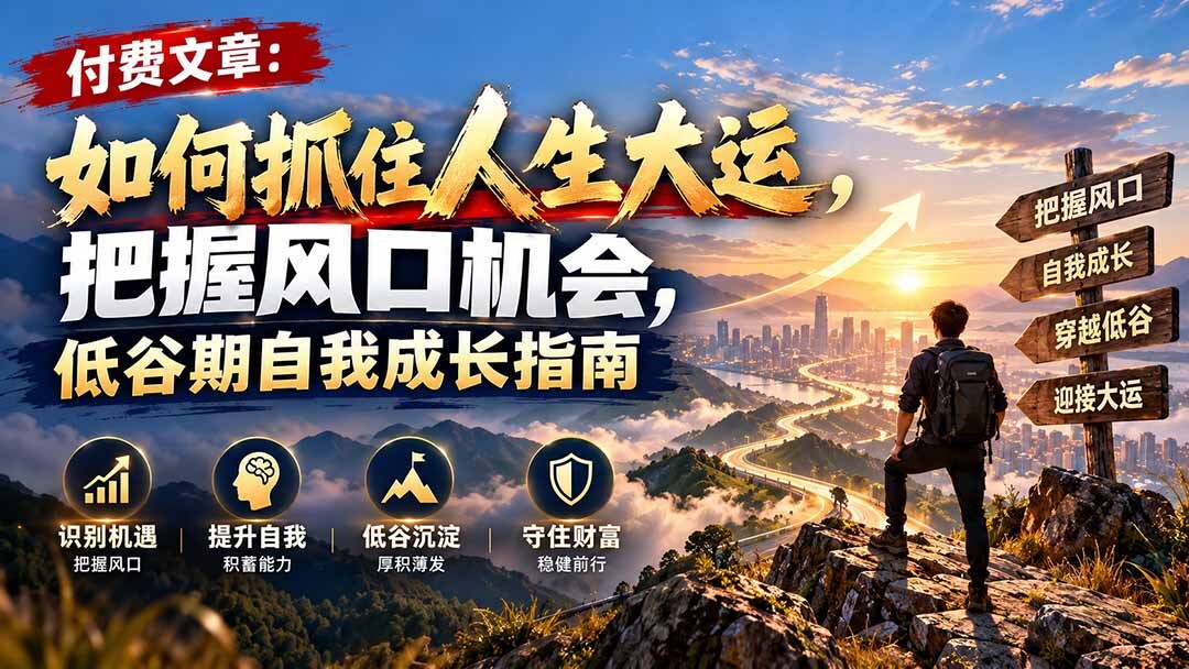 （20942期）付费文章：如何抓住人生大运，把握风口机会，低谷期自我成长指南缩略图百创网-源码交易平台_网站源码_商城源码_小程序源码